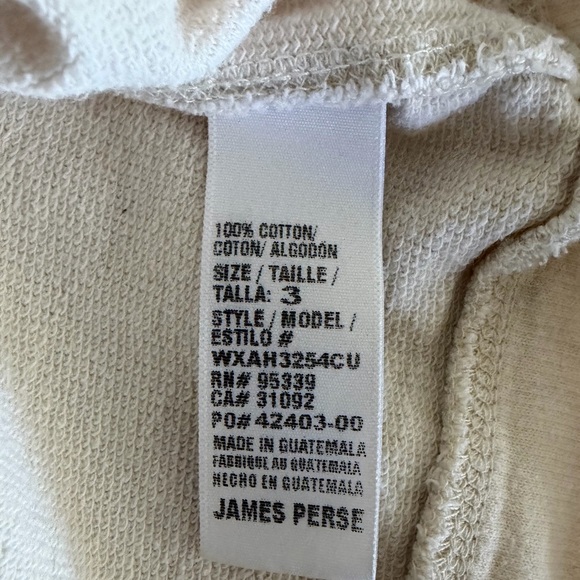 James Perse Cropped Hoodie Womens 3 Cream Cotton Pullover - Picture 6 of 7